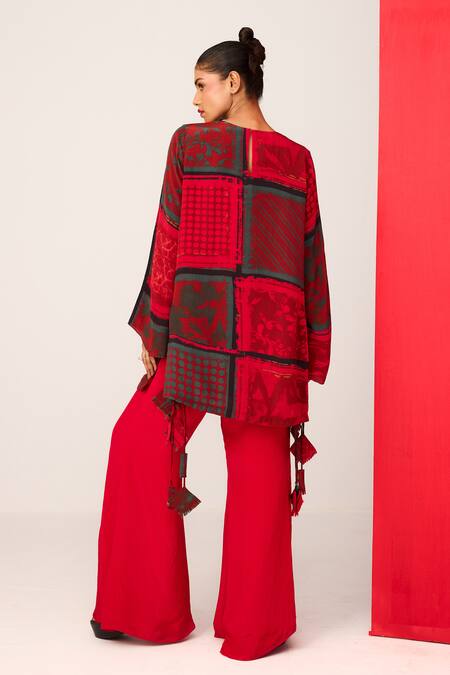 Label Shristi Chetani Printed Top With Flared Pant 