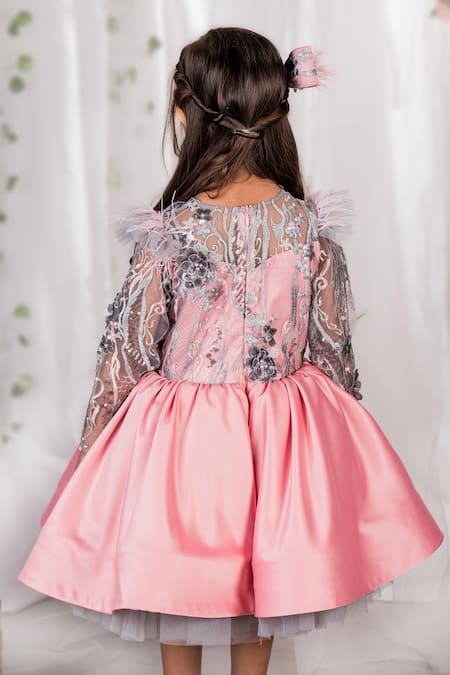 Shop Toplove Pink Net, Satin, Cotton Sequins, Embroidery Enchanted Rose Garden Dress at Aza Fashions Shop_Toplove_Pink Net, Satin, Cotton Sequins, Embroidery Enchanted Rose Garden Dress _at_Aza_Fashions