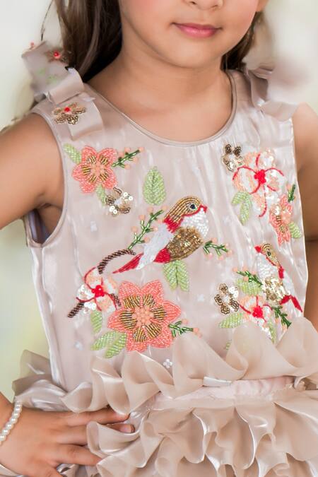 Toplove Ivory Cotton, Silk Organza Sequins, Songbird Tale Hand Embroidered Duchess Dress Online at Aza Fashions Toplove_Ivory Cotton, Silk Organza Sequins, Songbird Tale Hand Embroidered Duchess Dress _Online_at_Aza_Fashions