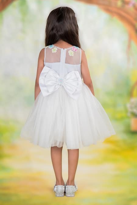 Shop Toplove White Cotton, Net Embroidery Enchanted Dragonfly Hand Dress at Aza Fashions Shop_Toplove_White Cotton, Net Embroidery Enchanted Dragonfly Hand Dress _at_Aza_Fashions