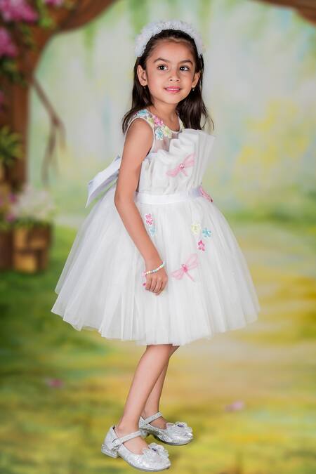 Toplove White Cotton, Net Embroidery Enchanted Dragonfly Hand Dress Online at Aza Fashions Toplove_White Cotton, Net Embroidery Enchanted Dragonfly Hand Dress _Online_at_Aza_Fashions