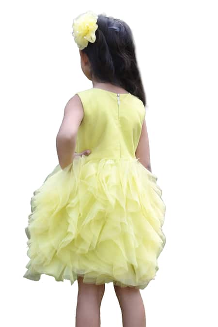 Toplove Yellow Net, Cotton Sequins, Cut Work Hand Embroidered Ruffled Dress Online at Aza Fashions Toplove_Yellow Net, Cotton Sequins, Cut Work Hand Embroidered Ruffled Dress _Online_at_Aza_Fashions