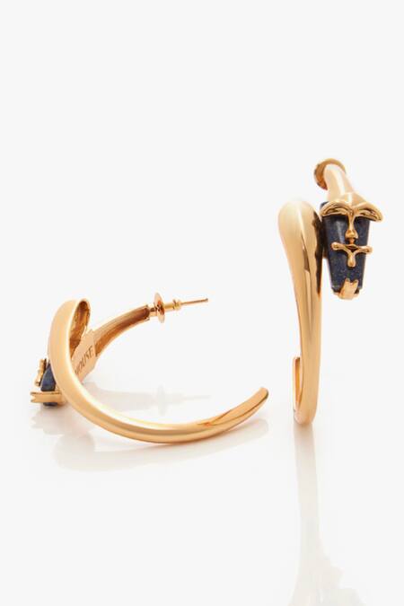 Buy Outhouse Gold Plated Lace, Stones The Lazuli Sculpt Hoop Earrings Online at Aza Fashions Buy_Outhouse_Gold Plated Lace, Stones The Lazuli Sculpt Hoop Earrings _Online_at_Aza_Fashions