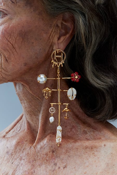 Shop_Outhouse_Gold Plated Cabochon The Cartella Earrings _Online_at_Aza_Fashions