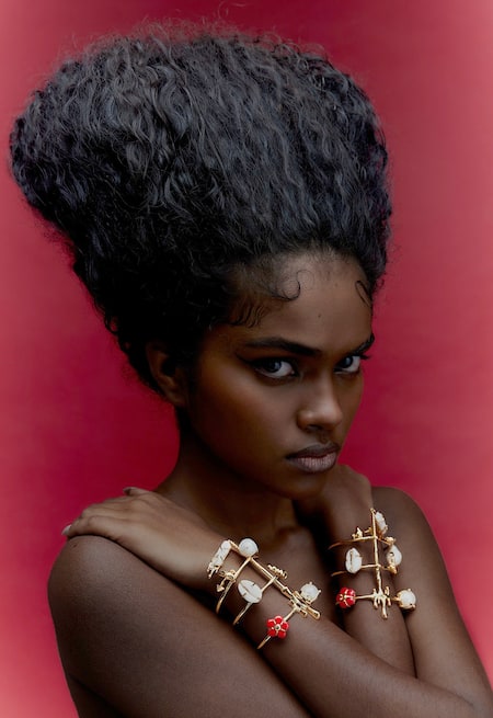 Shop Outhouse Gold Plated Pearls, Stones The Cartella Handcuff Online at Aza Fashions Shop_Outhouse_Gold Plated Pearls, Stones The Cartella Handcuff _Online_at_Aza_Fashions