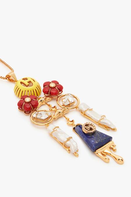 Outhouse Gold Plated The Feriae Pendant Necklace Online at Aza Fashions Outhouse_Gold Plated The Feriae Pendant Necklace _Online_at_Aza_Fashions