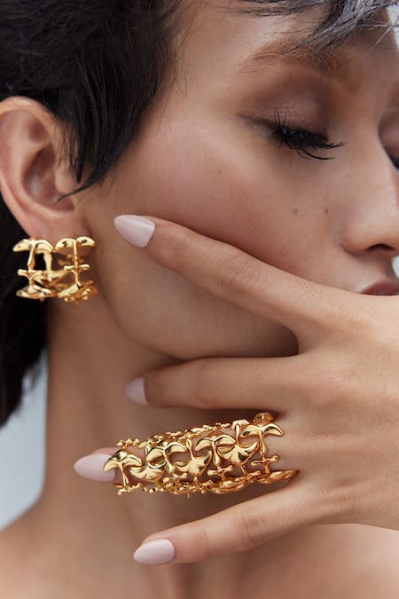 Buy_Outhouse_Gold Plated The Shroom Ring _Online_at_Aza_Fashions
