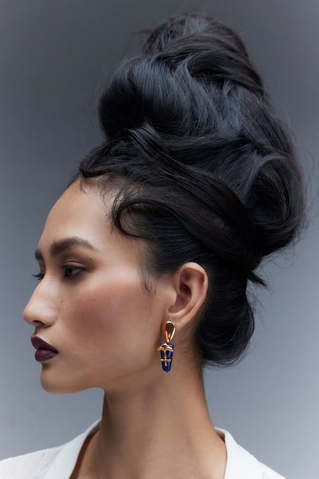 Buy Outhouse Gold Plated Lace, Stones The Lazuli Sculpt Earrings Online at Aza Fashions Buy_Outhouse_Gold Plated Lace, Stones The Lazuli Sculpt Earrings _Online_at_Aza_Fashions