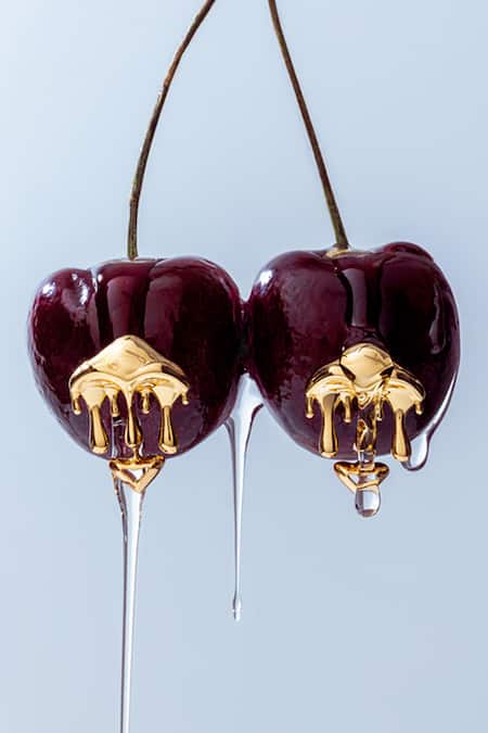 Shop Outhouse Gold Plated The Shroom Stud Earrings at Aza Fashions Shop_Outhouse_Gold Plated The Shroom Stud Earrings _at_Aza_Fashions