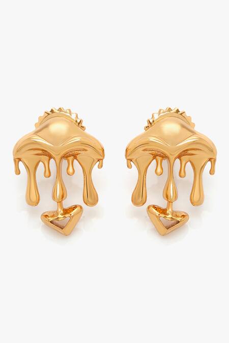 Shop Outhouse Gold Plated The Shroom Stud Earrings Online at Aza Fashions Shop_Outhouse_Gold Plated The Shroom Stud Earrings _Online_at_Aza_Fashions