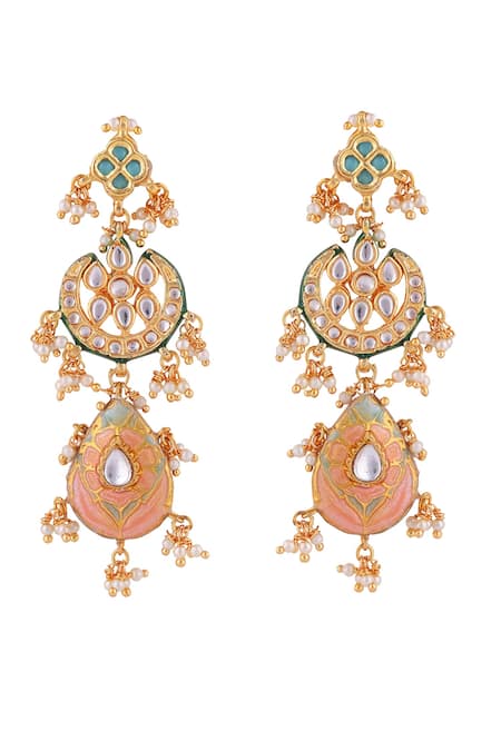 Just Jewellery Meenakari & Kundan Embellished Chandbalis 