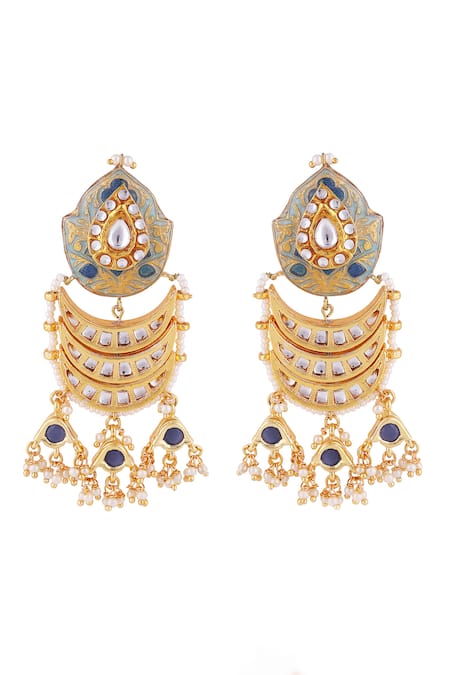 Just Jewellery Kundan & Meenakari Work Embellished Chandbalis 