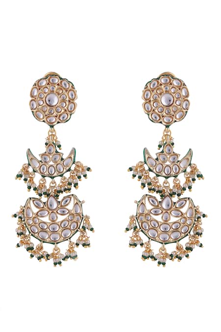 Just Jewellery Kundan Embellished Double Layered Chandbalis 