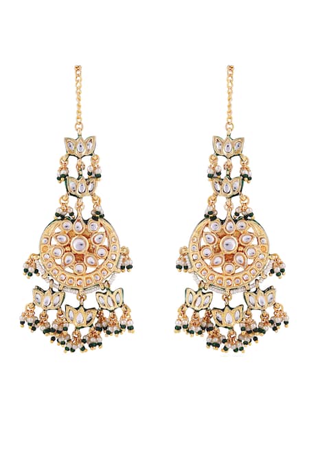 Just Jewellery Kundan & Stone Embellished Chandbalis 