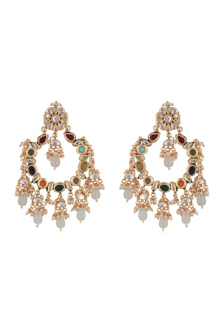 Just Jewellery Navratan Stone Embellished Chandbalis 