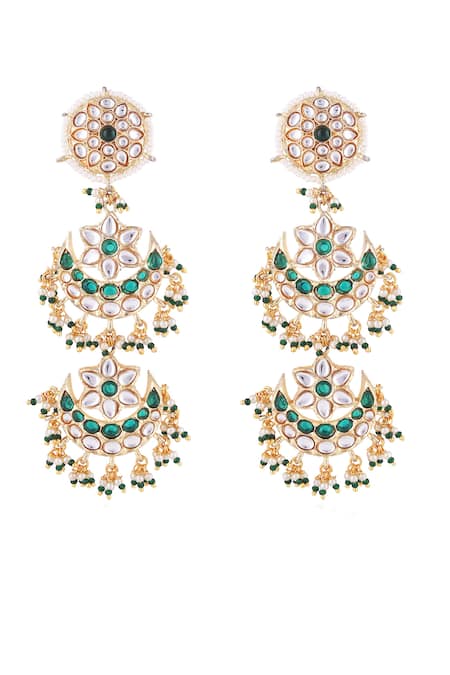Just Jewellery Double Layered Kundan Embellished Chandbalis 