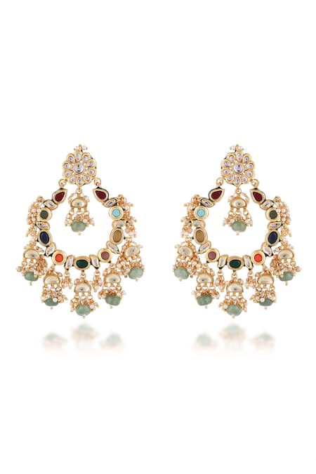 Just Jewellery Semi Precious Stone Embellished Chandbali Earrings 
