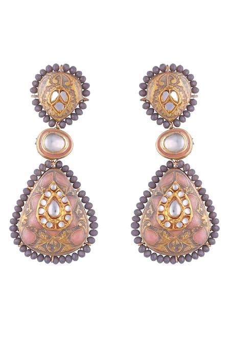 Just Jewellery Fleur Meenakari Kundan Danglers 