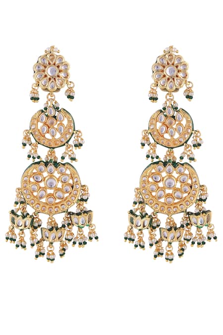 Just Jewellery Padma Kundan Pearl Embellished Layered Chandbalis 