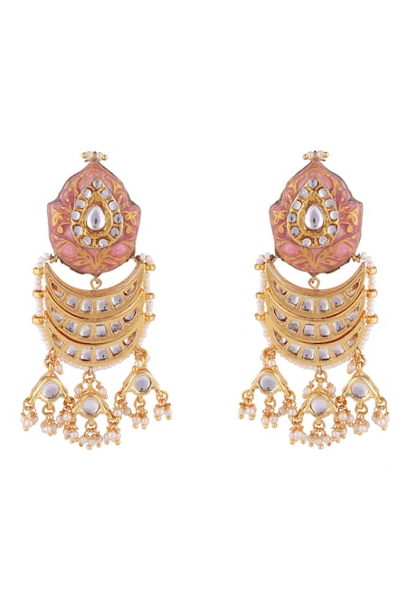 Just Jewellery Gul Meenakari Kundan Chandbalis 