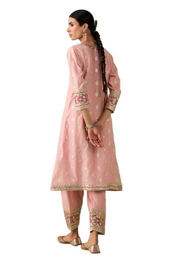 HANI - DAISY IVORY WITH BLUE A-LINE KURTA WITH SALWAR AND DUPATTA