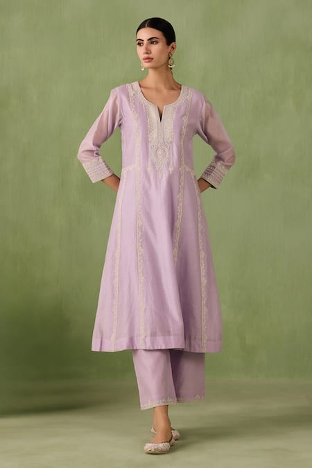 Shop Sureena Chowdhri Purple Organza, Silk, Chanderi Embroidery, Beads, Fun In The Sun Kurta Set at Aza Fashions Shop_Sureena Chowdhri_Purple Organza, Silk, Chanderi Embroidery, Beads, Fun In The Sun Kurta Set_at_Aza_Fashions