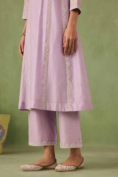 Buy Sureena Chowdhri Purple Organza, Silk, Chanderi Embroidery, Beads, Fun In The Sun Kurta Set Online at Aza Fashions Buy_Sureena Chowdhri_Purple Organza, Silk, Chanderi Embroidery, Beads, Fun In The Sun Kurta Set_Online_at_Aza_Fashions