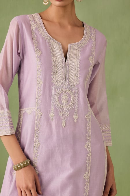 Shop Sureena Chowdhri Purple Organza, Silk, Chanderi Embroidery, Beads, Fun In The Sun Kurta Set Online at Aza Fashions Shop_Sureena Chowdhri_Purple Organza, Silk, Chanderi Embroidery, Beads, Fun In The Sun Kurta Set_Online_at_Aza_Fashions