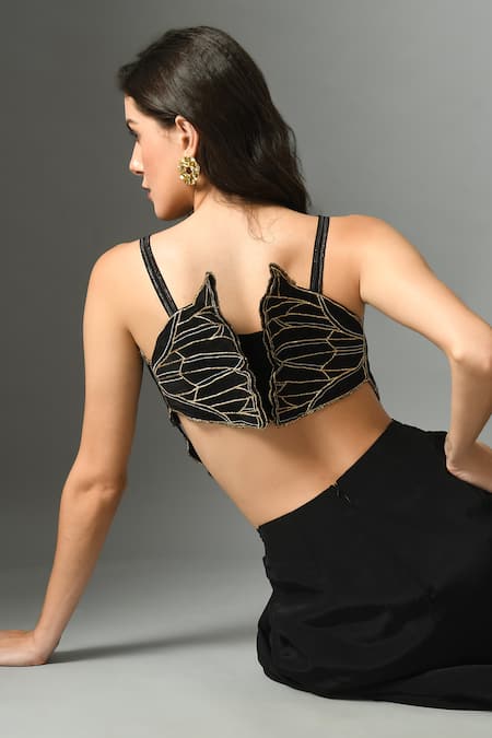 Fishcanfly Nylah Butterfly Applique Embroidered Crop Top 