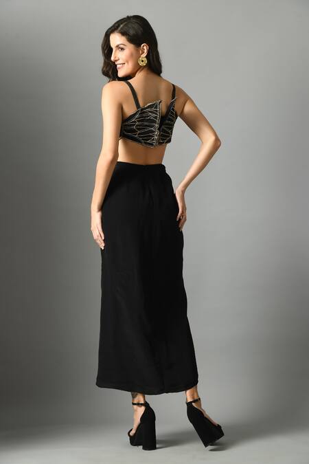 Fishcanfly Nylah Embroidered Bustier & Moonshine Draped Skirt Set 