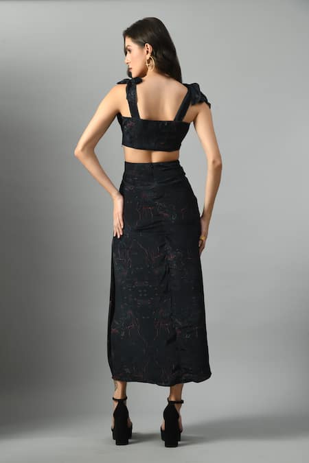 Fishcanfly Alice In Wondersea Printed Bustier & Draped Skirt Set 