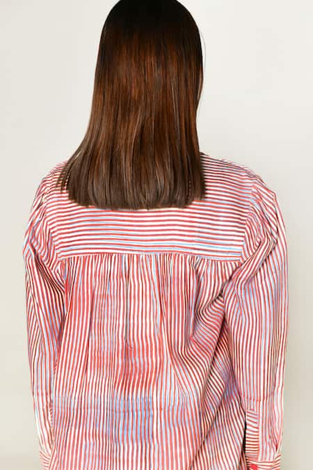 Buy_Rias Jaipur_Multi Color Cotton Collared Plosky Cloud Print Shirt _Online_at_Aza_Fashions