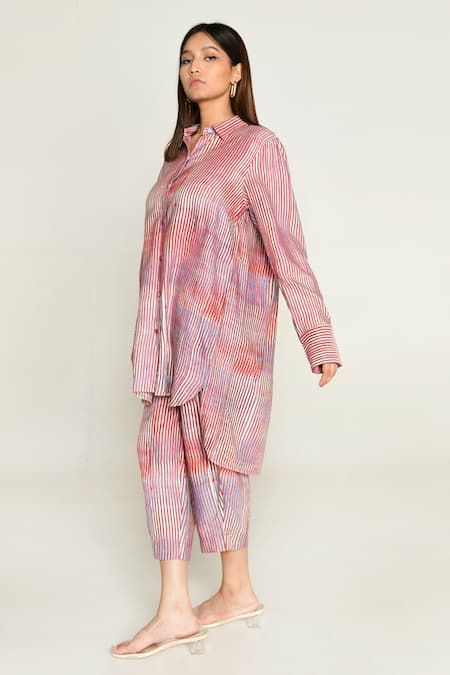 Rias Jaipur Plosky Cloud Print Shirt With Culottes 