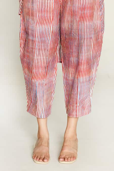 Buy_Rias Jaipur_Multi Color Cotton Collared Plosky Cloud Print Shirt With Culottes 