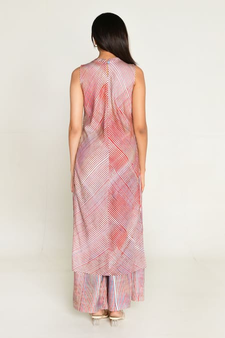 Rias Jaipur Plosky Cloud Print Kurta With Wide Legged Pant 