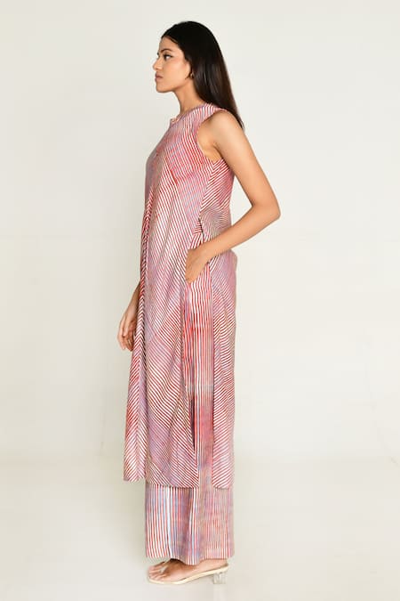 Buy_Rias Jaipur_Multi Color Cotton Round Neck Plosky Cloud Print Kurta With Wide Legged Pant _Online_at_Aza_Fashions