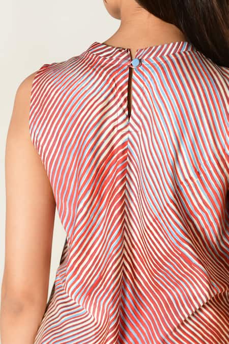 Shop_Rias Jaipur_Multi Color Cotton Round Neck Plosky Cloud Print Kurta With Wide Legged Pant _Online_at_Aza_Fashions