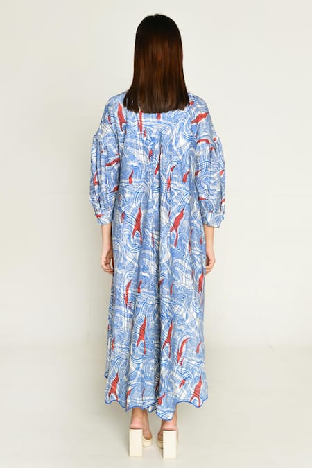 Rias Jaipur Ponzo Abstract Print Dress 