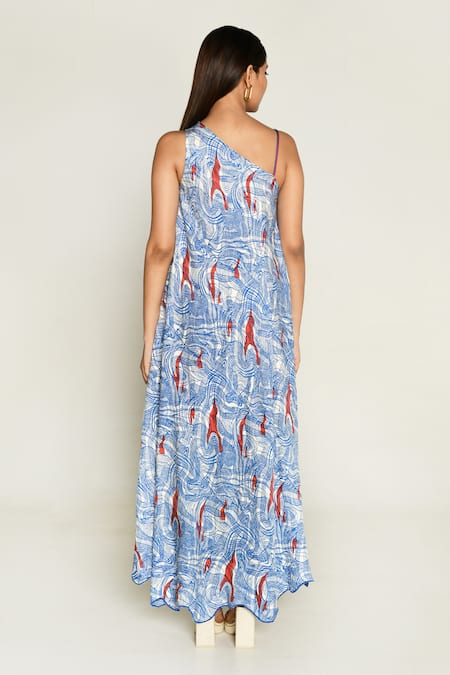 Rias Jaipur Ponzo Abstract Print Maxi Dress 