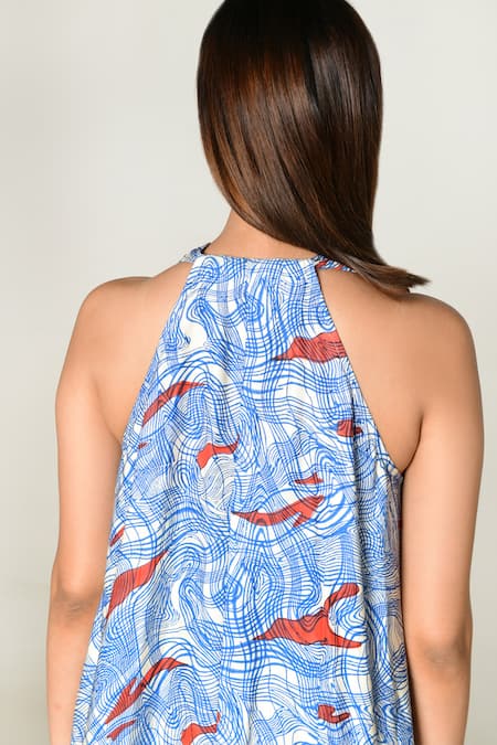 Buy_Rias Jaipur_Multi Color Cotton V-neck Ponzo Abstract Print Midi Dress 