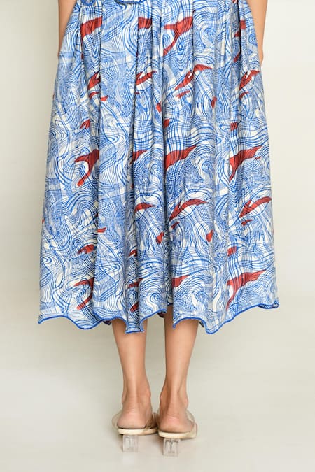 Shop_Rias Jaipur_Multi Color Cotton Ponzo Abstract Print Skirt _Online_at_Aza_Fashions