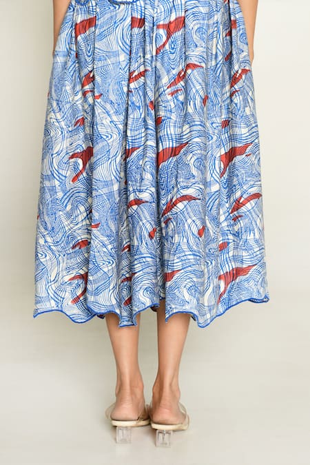 Shop_Rias Jaipur_Multi Color Cotton Round Neck Abstract Print Top And Skirt Set _Online_at_Aza_Fashions