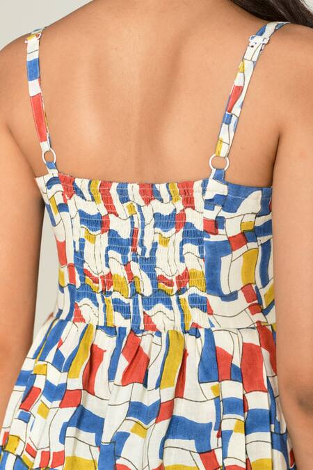 Shop_Rias Jaipur_Multi Color Linen, Tencel Sweetheart Neck Escher Print Maxi Dress _Online_at_Aza_Fashions