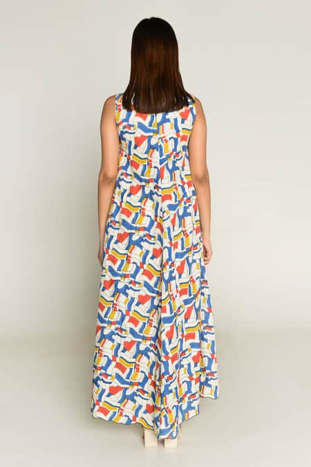 Rias Jaipur Sleeveless Escher Print Maxi Dress 
