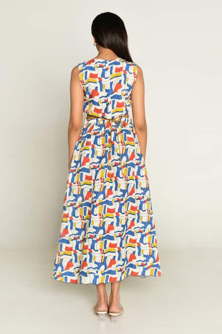 Rias Jaipur Escher Print Side Cut Out Dress 