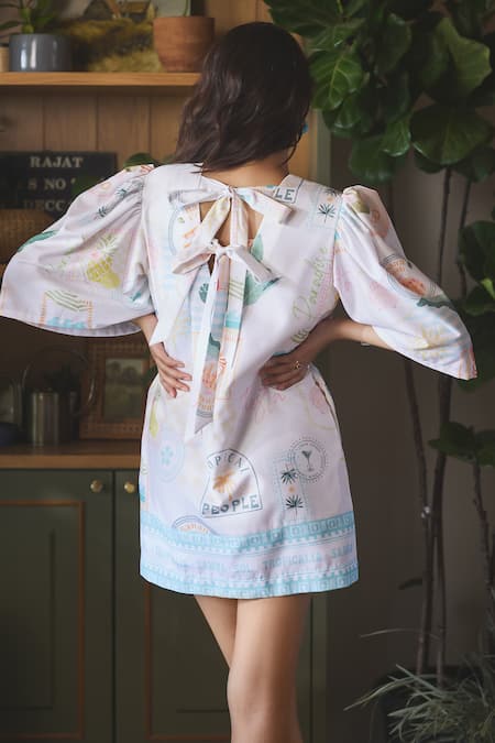 Sonam Parmar Jhawar Lulu Stamp Print Short Dress 