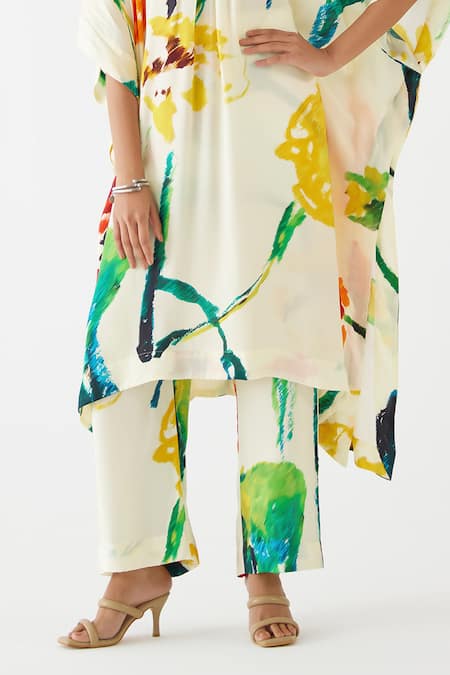 Buy Studio Rigu Multi Color Velvet, Silk Beads Round Neck Monet Print Kurta With Pant Online at Aza Fashions Buy_Studio Rigu_Multi Color Velvet, Silk Beads Round Neck Monet Print Kurta With Pant _Online_at_Aza_Fashions