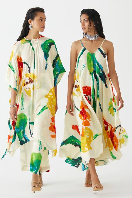Shop Studio Rigu Multi Color Velvet V-neck Monet Print Strappy Dress Online at Aza Fashions Shop_Studio Rigu_Multi Color Velvet V-neck Monet Print Strappy Dress _Online_at_Aza_Fashions