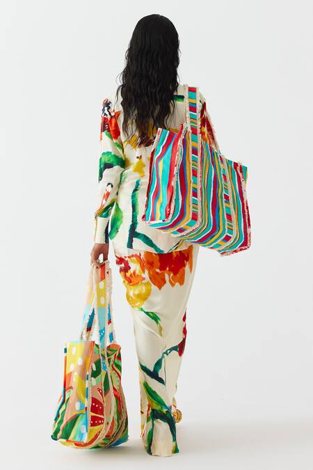 Shop Studio Rigu Multi Color Velvet Collared Contrast Monet Print Shirt With Draped Skirt Online at Aza Fashions Shop_Studio Rigu_Multi Color Velvet Collared Contrast Monet Print Shirt With Draped Skirt _Online_at_Aza_Fashions