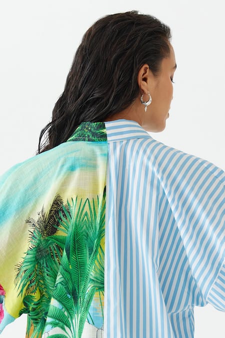 Shop Studio Rigu Multi Color Cotton Collared Lovers Point Shirt With Shorts at Aza Fashions Shop_Studio Rigu_Multi Color Cotton Collared Lovers Point Shirt With Shorts _at_Aza_Fashions